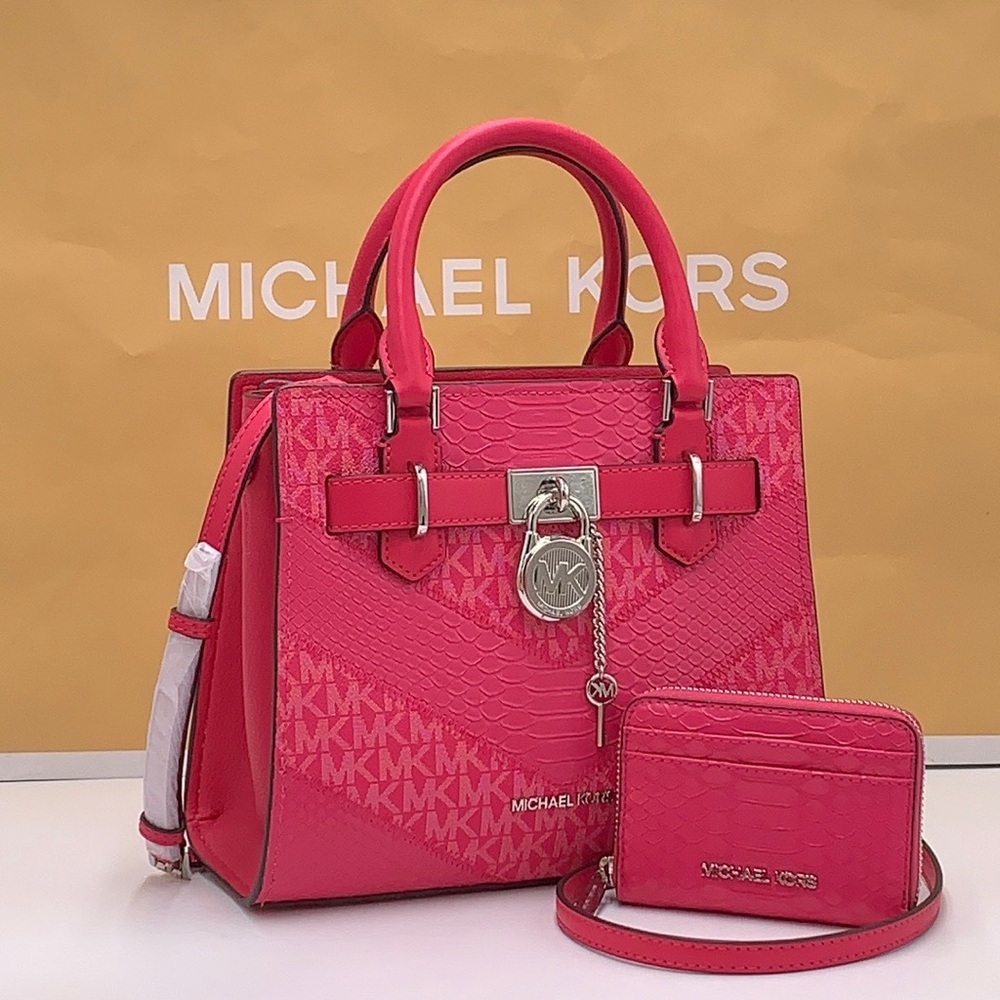 Michael Kors Hamilton Small Satchel Shoulder Crossbody Bag &Zip around card case